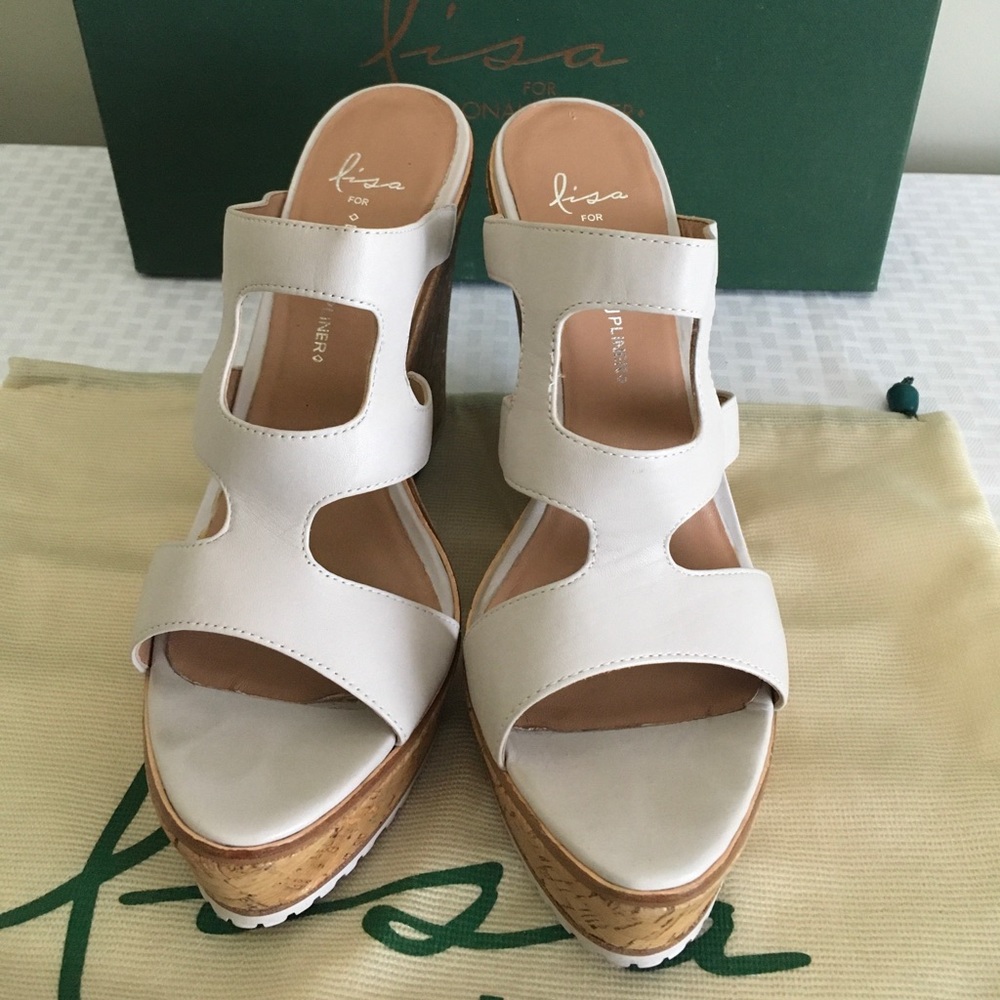 Donald j Pliner Nappa Leather Cork Wedge Sandal